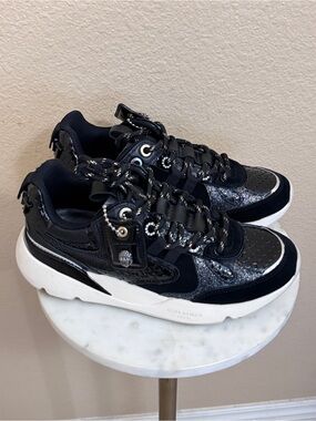 Women Kurt Geiger Black gorpcore glam leather runner sneaker EU37US7